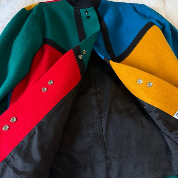 Vintage Herman Kay Colorblock Wool Blend Jacket Retro 90s Oversized Coat - Picture 5 of 11